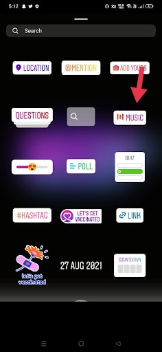 add music for instagram story