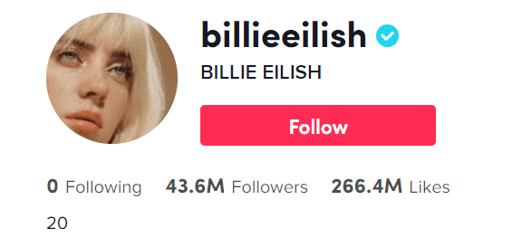 Billie Eilish  - Most Followed People on TikTok