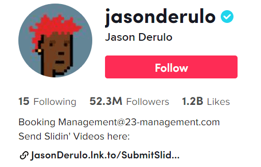 Jason Derulo  - Most Followed People on TikTok