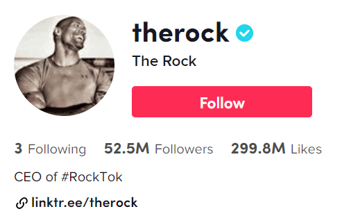 The Rock  - Most Followed People on TikTok