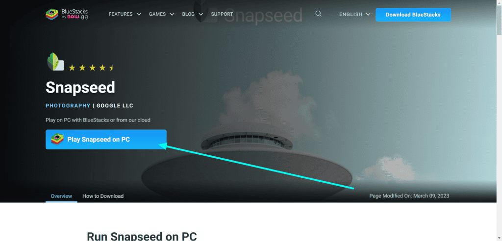 Click On Play Snapseed on PC